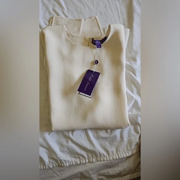 Ralph Lauren Purple Label Cream Silk Blouse 100% Silk - Picture 1 of 6